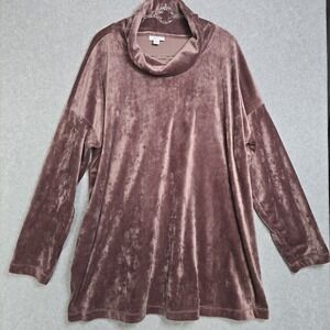 J. Jill Pure Jill Velour Velvet Cowl Neck Tunic Top Mauve XL Long Sleeve Soft
